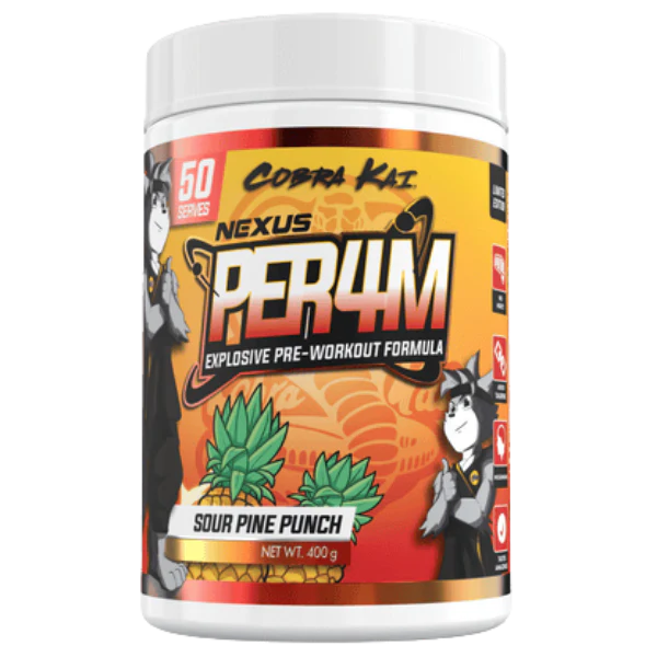 Nexus Per4m Pre-Workout  Cobra Kai Sour Pine Punch 50 Serves