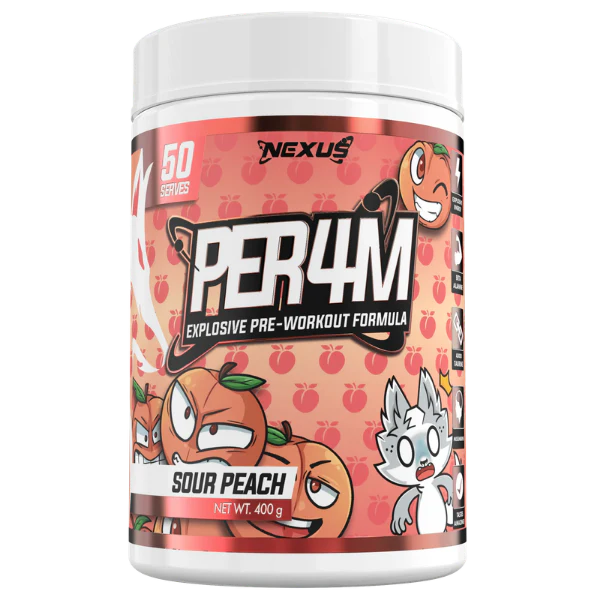 Nexus Per4m Pre-Workout Sour Peach 50 Serves