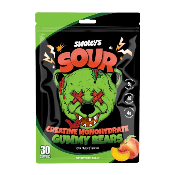 Swoleys Creatine Sour Gummy Bears Peach 30 Serves